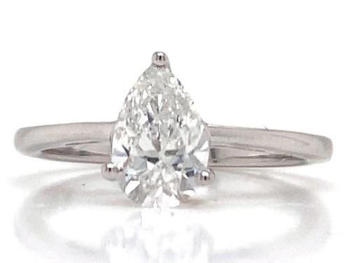 18ct White Gold Lab Grown Diamond Pear Solitaire Ring TDW 1.00CT image