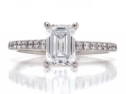 18ct White Gold Lab Grown Diamond Emerald Cut Solitaire Ring TDW 1.20ct image