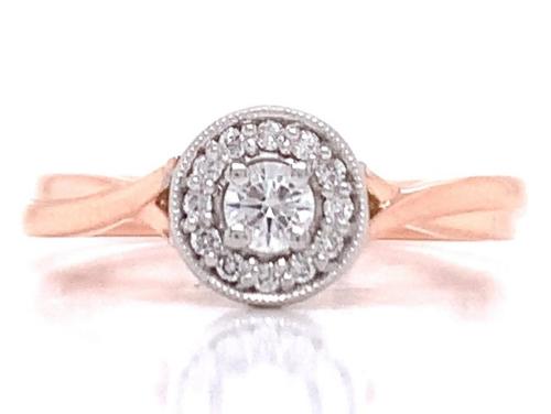 9ct Rose Diamond Halo Cluster Ring TDW 0.22ct image