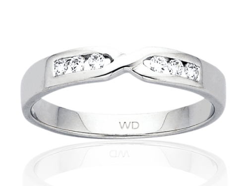 9ct White Gold Diamond Crossover Eternity Ring image