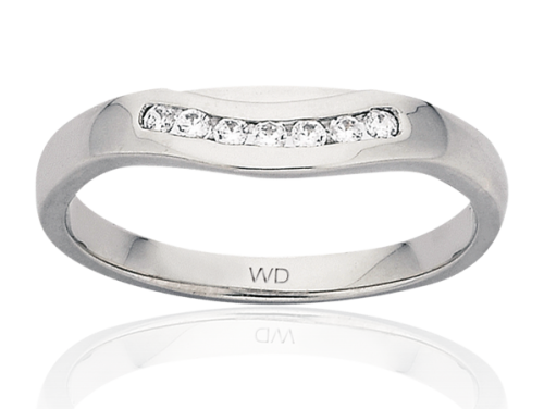 9ct White Gold Diamond Curved Shaped Eternity Ring image