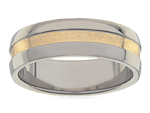 Titanium 9ct Gold 7mm Inlay Wedder image