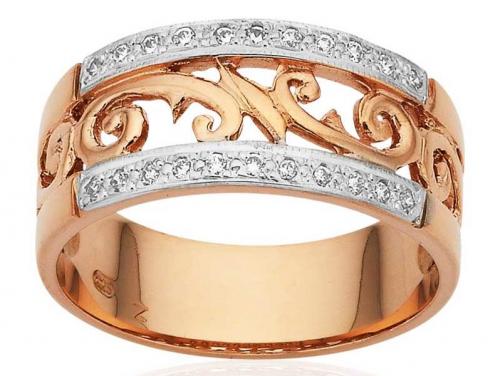 9ct Rose Gold Diamond Filigree Ring image