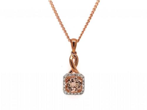 9ct Rose Gold Morganite Diamond Pendant image