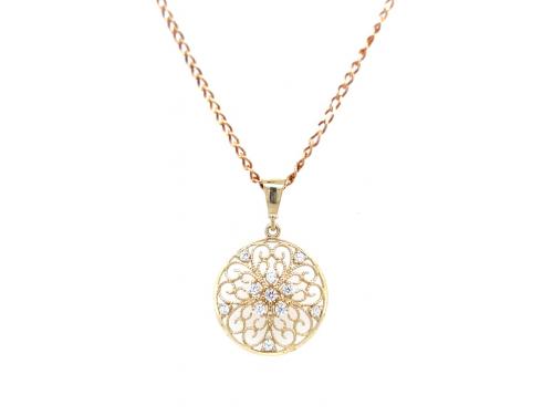 9ct CZ Filigree Pendant image