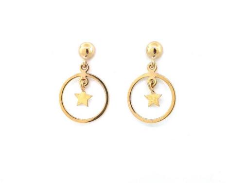 9ct Gold Circle Star Drop Earring image