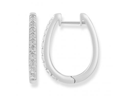 9ct White Gold Diamond Huggie Earrings TDW 0.50ct image