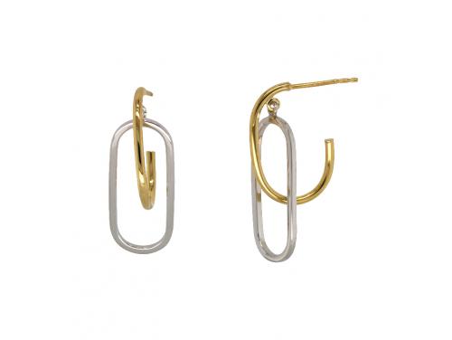 9ct Sterling Silver Filled Two Tone Paperclip Earrings image