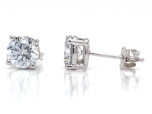 14ct White Gold Lab Grown Diamond Stud Earrings TDW 2.08ct image