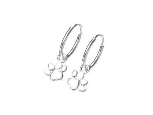 Sterling Silver Paw Print Hoop Earrings image