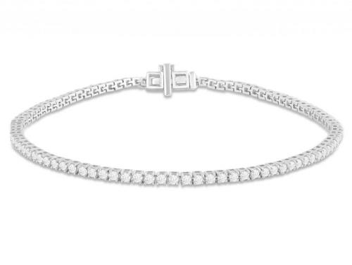 9ct White Gold Diamond Tennis Bracelet TDW 1.45ct image