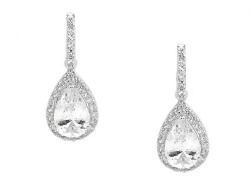 Ellani Stg CZ Tear Drop Earrings image