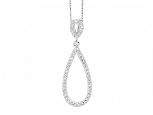 Ellani Stg CZ Open Teardrop Pendant image