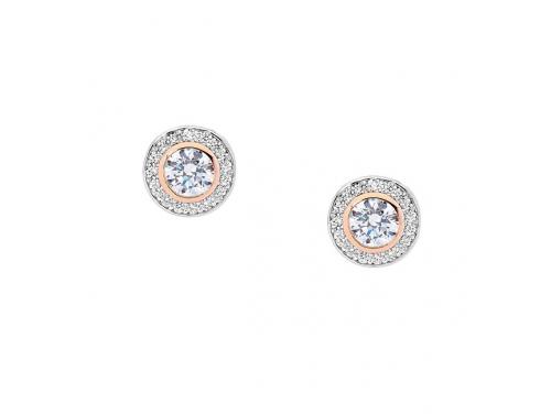 Ellani Stg CZ Halo Stud Earrings image