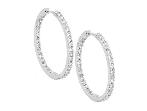 Ellani Stg CZ 3cm Hoop Earring image