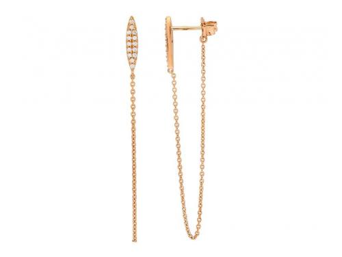 Ellani Stg Rose Gold Plated Stg CZ Chain Drop Earrings image