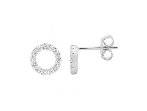 Ellani Stg CZ Circle Stud Earrings image