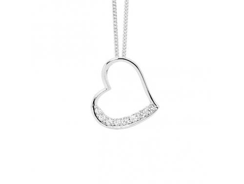 Ellani Stg CZ Side Heart Pendant image