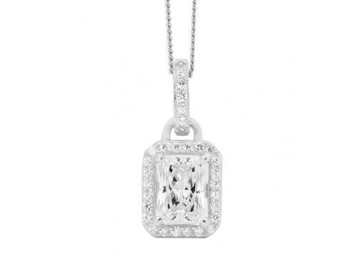 Ellani Stg CZ Rectangle Pendant image