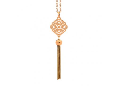 Ellani Rose Plated Stainless Steel Tassel Necklace image