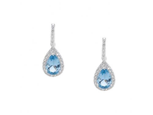 Ellani Stg CZ Light Blue Tear Drop Earrings image