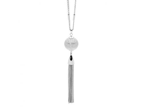 Ellani Stainless Steel Stardust Ball and Tassel Necklace image