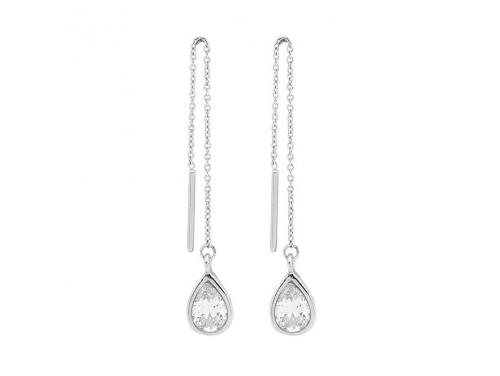 Ellani Stainless Steel CZ Thread Drop Earrings image