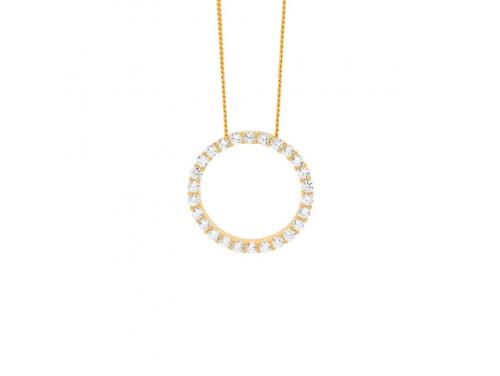 Ellani Stg Rose Gold Plated CZ Open Circle Necklace image