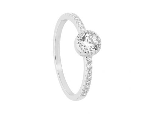 Ellani Stg CZ Solitaire Ring With Shoulder Stones image