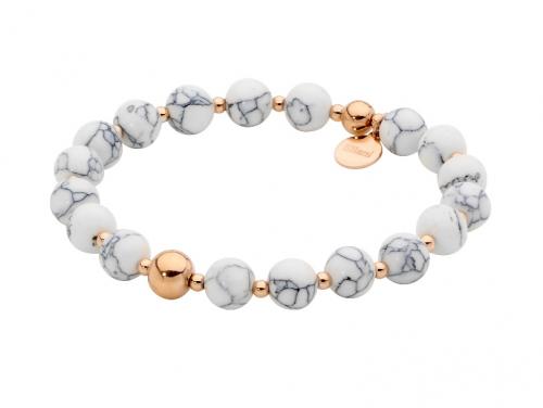 Ellani Rose Plated Stainless Steel Howlite Bead Bracelet image