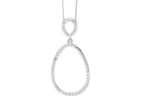 Ellani Stg CZ Oval Drop Pendant image