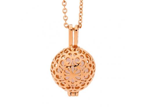 Ellani Rose Plated Stainless Steel Locket With Rose Quartz Ball image