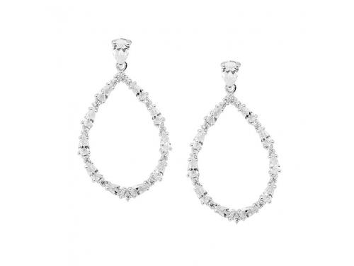 Ellani Stg CZ Open Pear Drop Earrings image