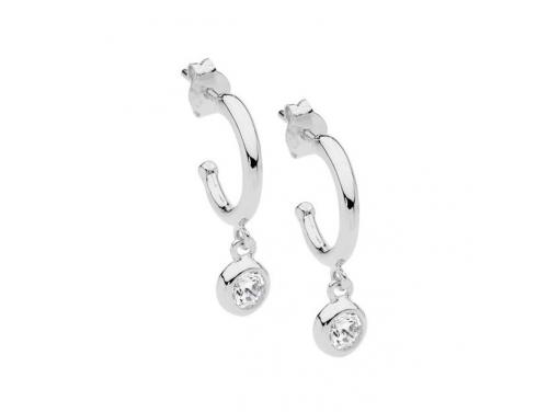 Ellani Stg CZ Half Hoop Drop Earrings image