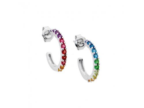 Ellani Stg CZ Multi Colour Half Hoop Earrings image