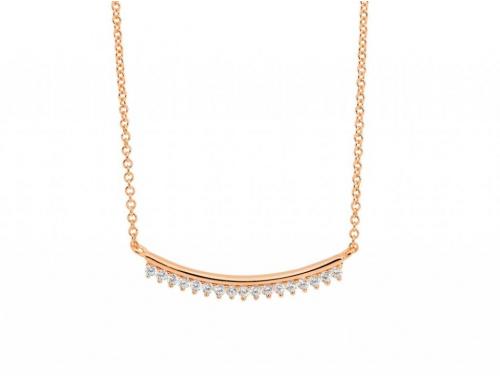 Ellani Stg Rose Gold Plated CZ Curved Bar Necklace image
