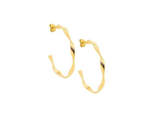 Ellani Gold Plated Stainless Steel Twist Hoop Earrings image