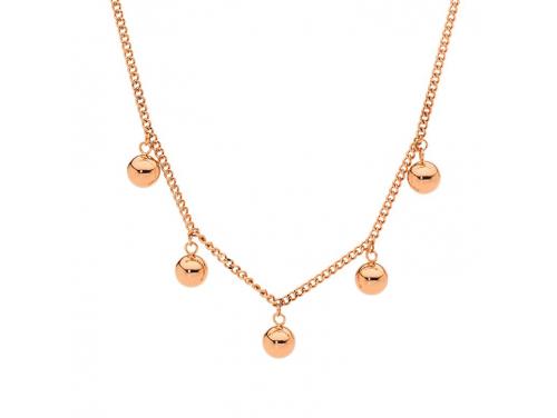 Ellani Rose Plated Stainless Steel 5 Ball Necklace image