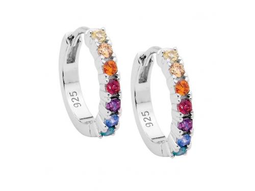 Ellani Stg CZ Multi Colour Hoop Earrings image