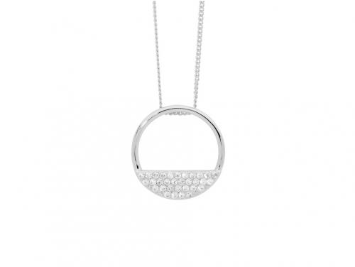 Ellani Stg CZ Half Open Circle Pendant image