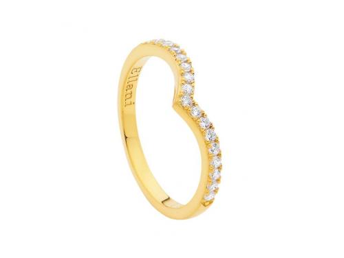Ellani Gold Plated Stg CZ V Shape Stacker Ring image