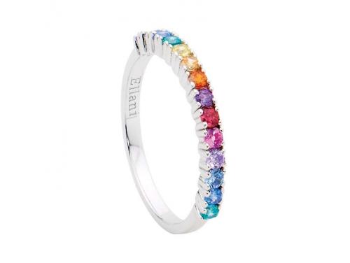 Ellani Stg CZ Multi Colour Stacker Ring image