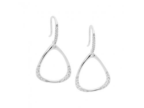 Ellani Stg CZ Open Triangle Drop Earrings image