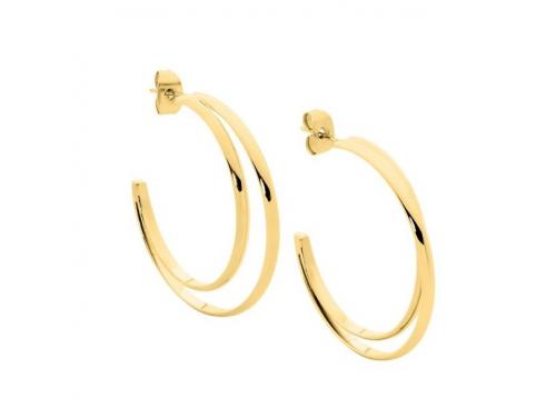 Ellani Gold Plated Stainless Steel Double Half Hoop Earrings image