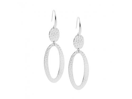 Ellani Stainless Steel Double Oval Drop Hook Earrings image