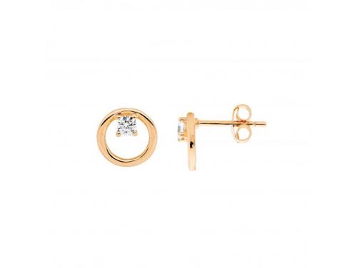 Ellani Stg Rose Gold Plated CZ Open Circle Earrings image