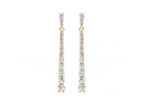 Ellani Stg Rose Gold Plated CZ Graduated Drop Earrings image