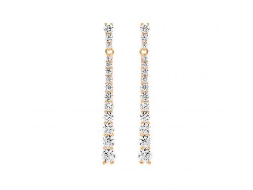 Ellani Stg Rose Gold Plated CZ Graduated Drop Earrings image