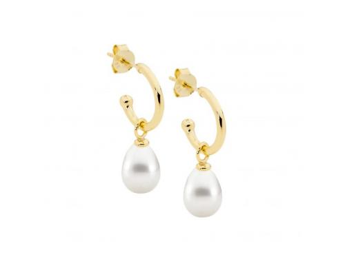 Ellani Stg Gold Plated Freshwater Pearl Drop Earrings image