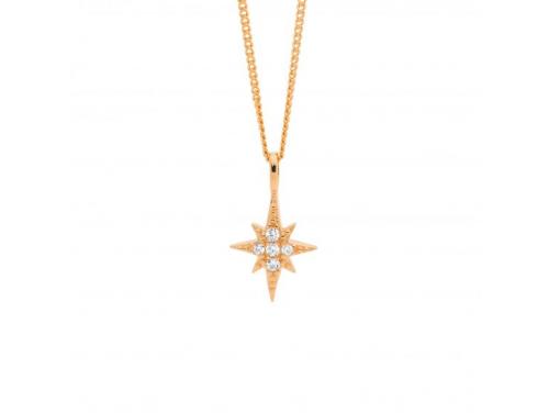 Ellani Stg Rose Gold Plated CZ Star Pendant image